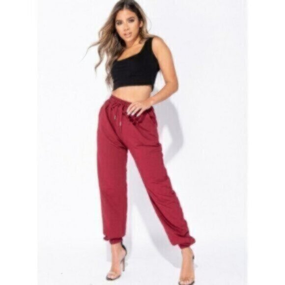 NWOT Esprit Burgundy Drawstring Joggers - Picture 1 of 13